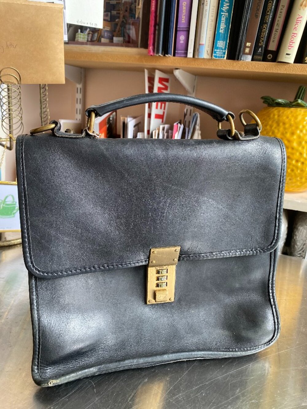 Jack Georges Black Leather Satchel